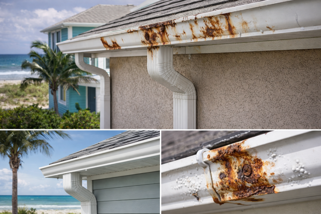 Seamless Gutters Salt Damage